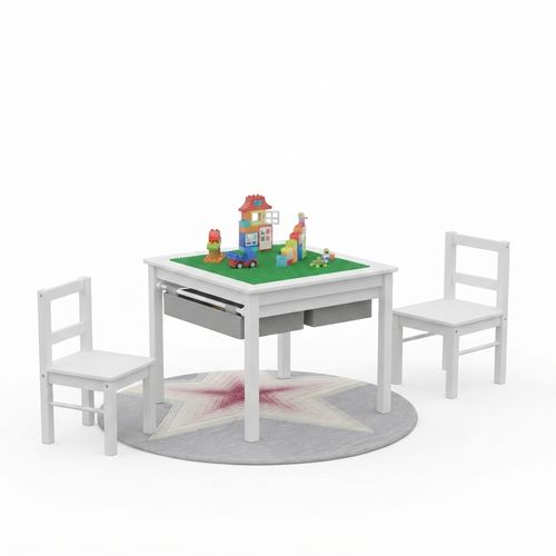 2 in 1 Kids Construction Play Table & 2 Chairs