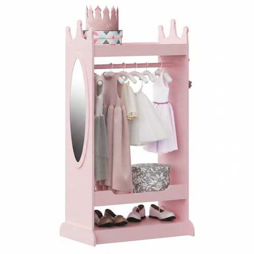 Kids Dress-Up Armoire with Crown Top & Mirror
