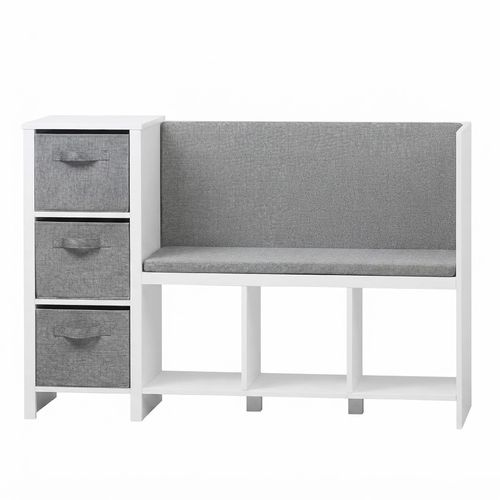Kids Reading Nook Bench with Bookshelf, White