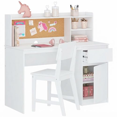 Kids Desk & Chair Set with Hutch, Ages 5-12