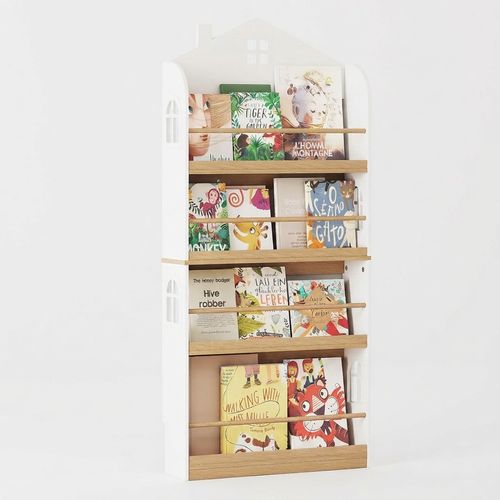 4-Tier House-Shaped Kids Bookcase, White