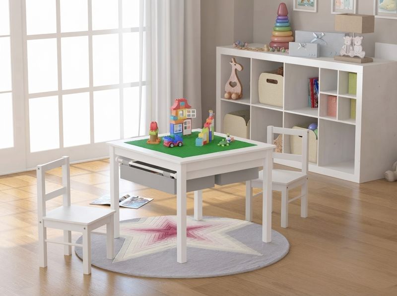 2 in 1 Kids Construction Play Table & 2 Chairs