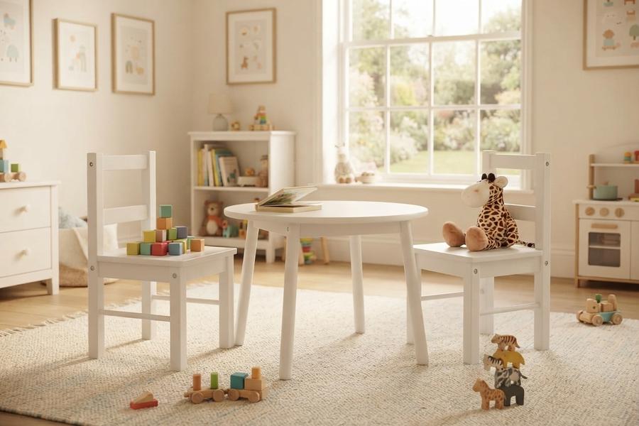 Child's Wooden Chair Pair, Set of 2, White