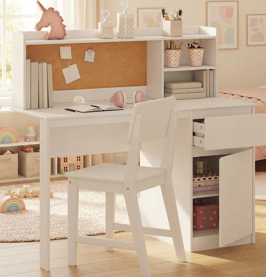 Kids Desk & Chair Set with Hutch, Ages 5-12